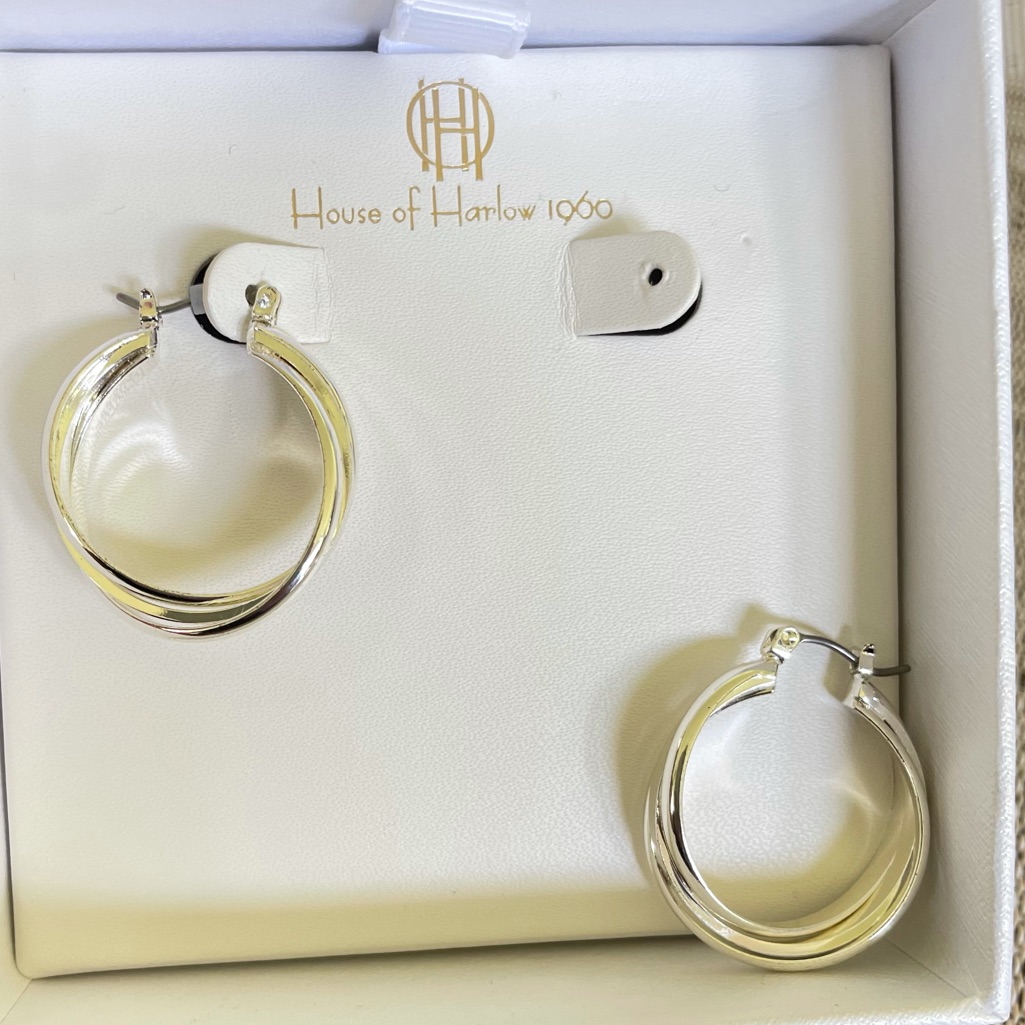 Silver Double Hoops